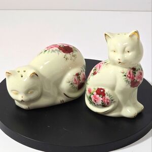 Baum bro formalities cat floral salt & pepper shaker set vintage